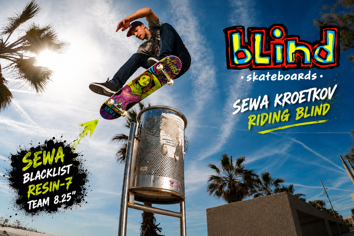 Shape skate Maple Blind skateboards Sewa Blacklight Resin-7 8.25"