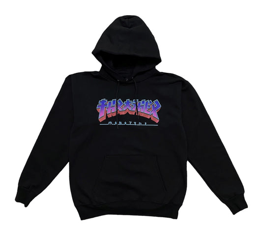 MOLETOM THRASHER CANGURU FECHADO GODZILLA BURST - Black/Preto