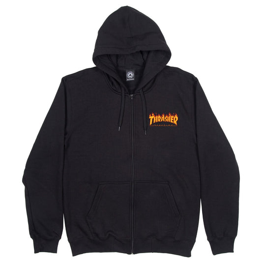 Moletom THRASHER Canguru Aberto Flame Logo Preto Original - Black/preto