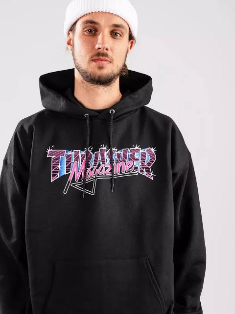 MOLETOM THRASHER CANGURU FECHADO VICE LOGO - Black/Preto