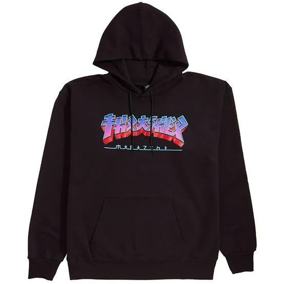 MOLETOM THRASHER CANGURU FECHADO GODZILLA BURST - Black/Preto