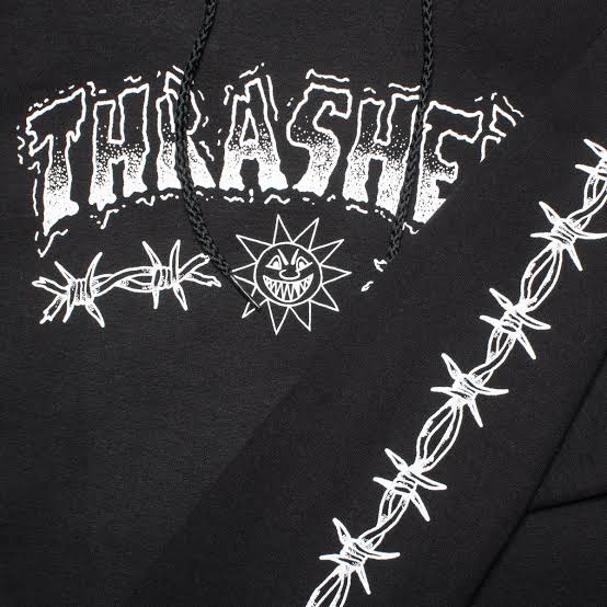 Moletom Thrasher Barbed Wire Preto Canguru Original Streetwear Skate - Black/Preto