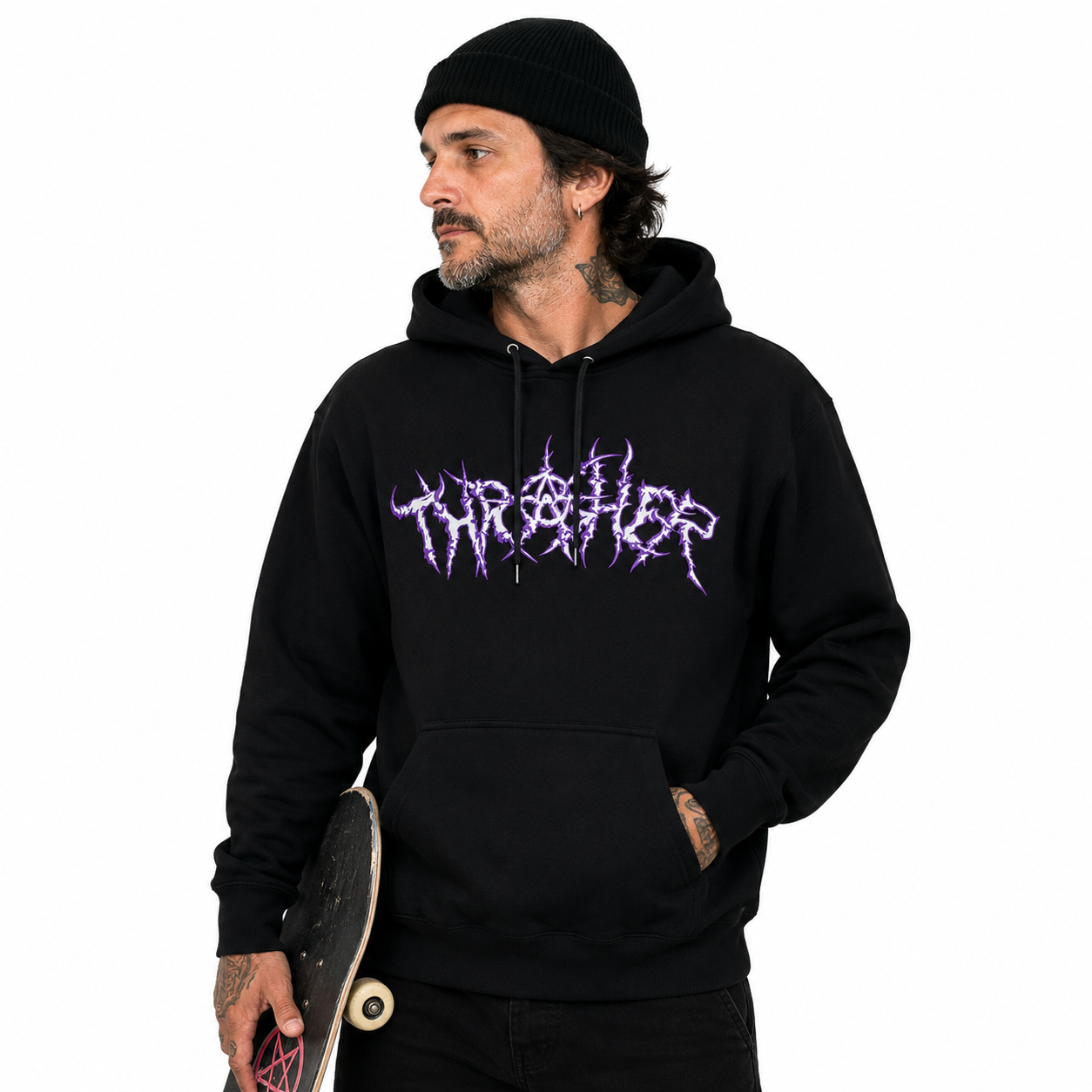 Moletom Thrasher MOLETOM THRASHER CANGURU FECHADO THORNS - Black/preto