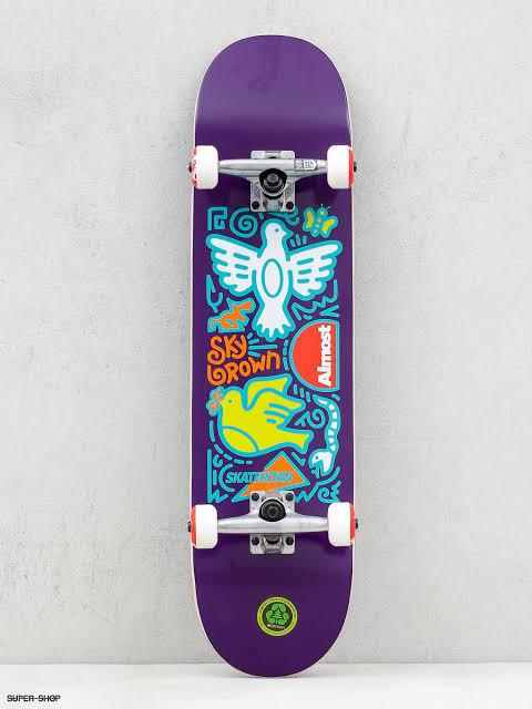 Skate Importado Almost Skateboard Skateistan Sky Brown Doodle Purple 7.8