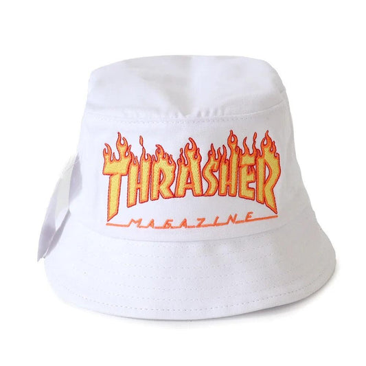 Chapéu Thrasher Bucket - Flame Logo Branco