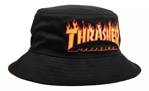 Chapéu Thrasher Bucket - Flame Logo Preto